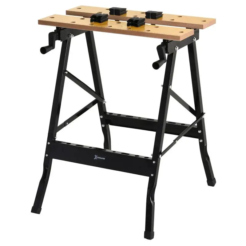 Foldable Workbench with Clamps and Sawing Slots