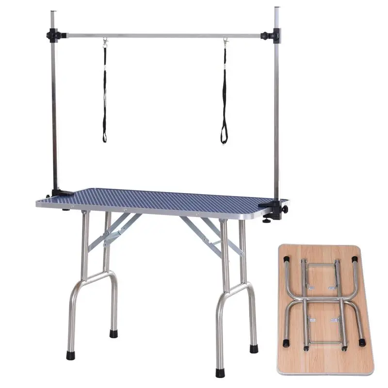 Foldable Pet Grooming Table with Storage Shelf