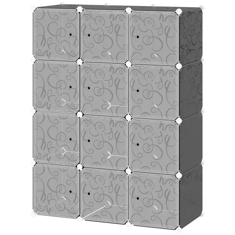 Modular Storage Unit with 12 Cubes and Doors