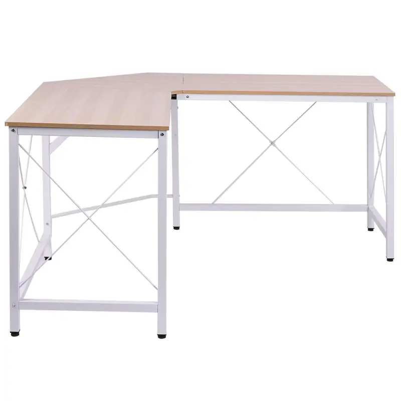 Modern Corner Desk with Steel Frame, 70 kg Load Capacity, for Home Office Study, 150x150x76 cm, Oak