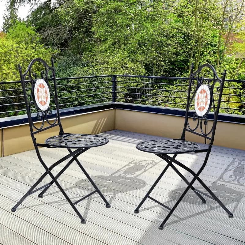 Set of 2 Folding Bistro Chairs, Black
