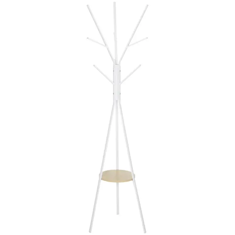 Tree-Shaped Coat Stand with 9 Hooks and Shelf