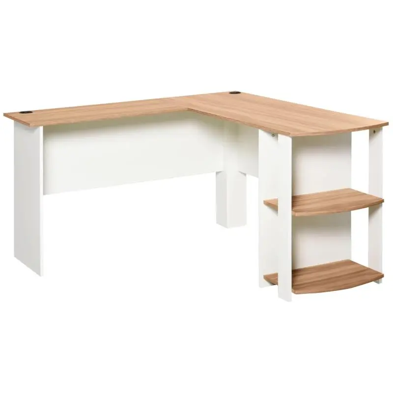 L-Shaped Corner Desk with Shelves, 136 cm