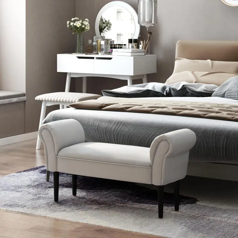 Upholstered Shoe Bench with Armrests, 102 cm