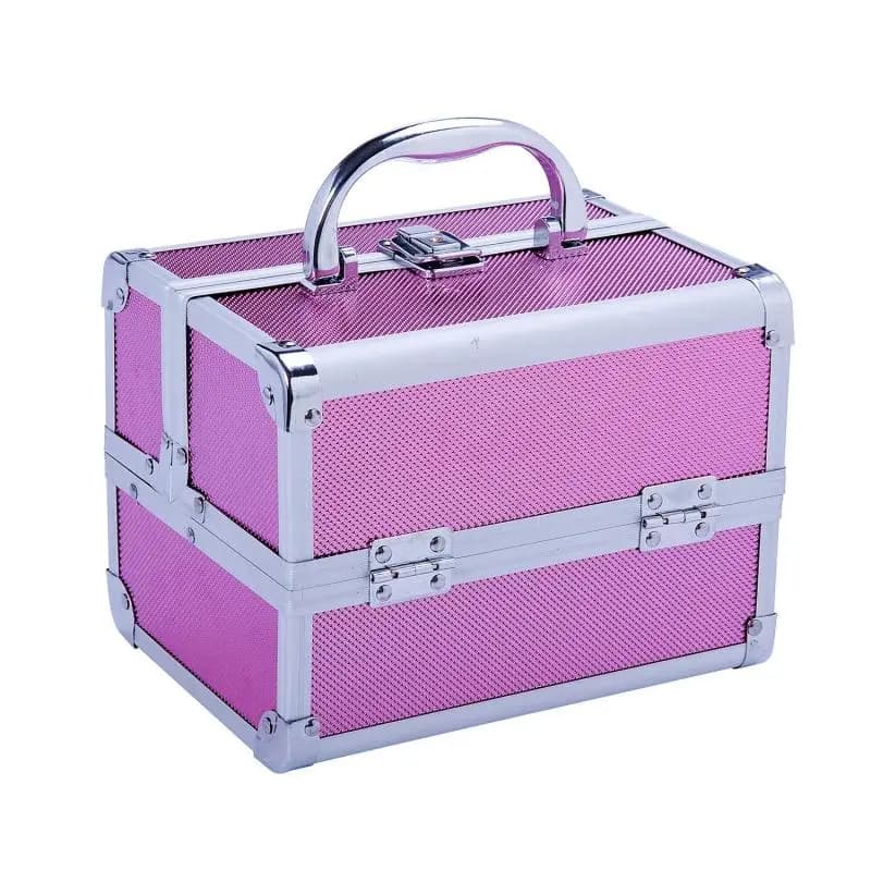 Makeup Case with 3-Tier Trays and Mirror, Silver