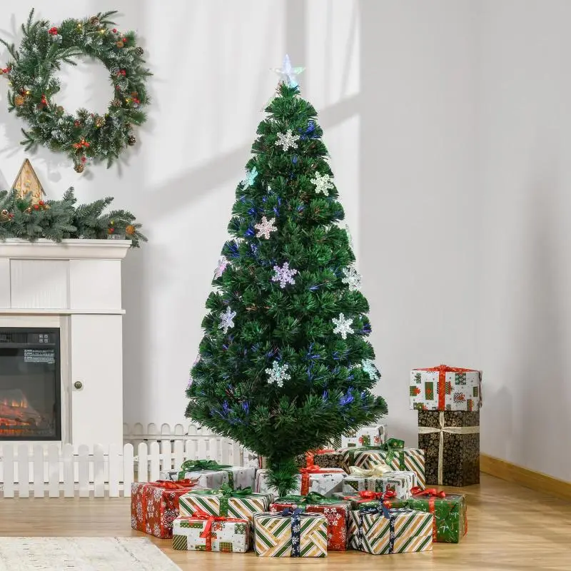 Artificial Christmas Tree, 150 cm, with LED Snowflakes