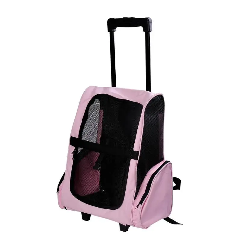 2-in-1 Pet Carrier Backpack and Rolling Trolley