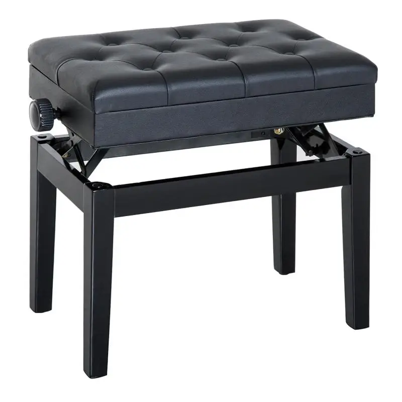 Height-Adjustable Piano Bench with Storage