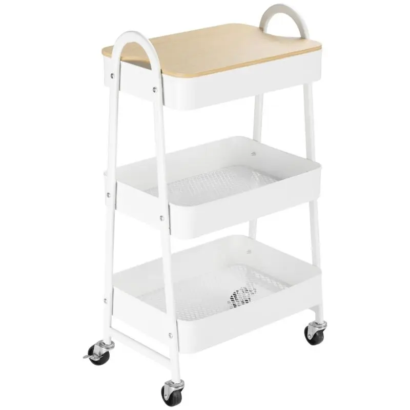 Rolling Storage Trolley with 3 Baskets