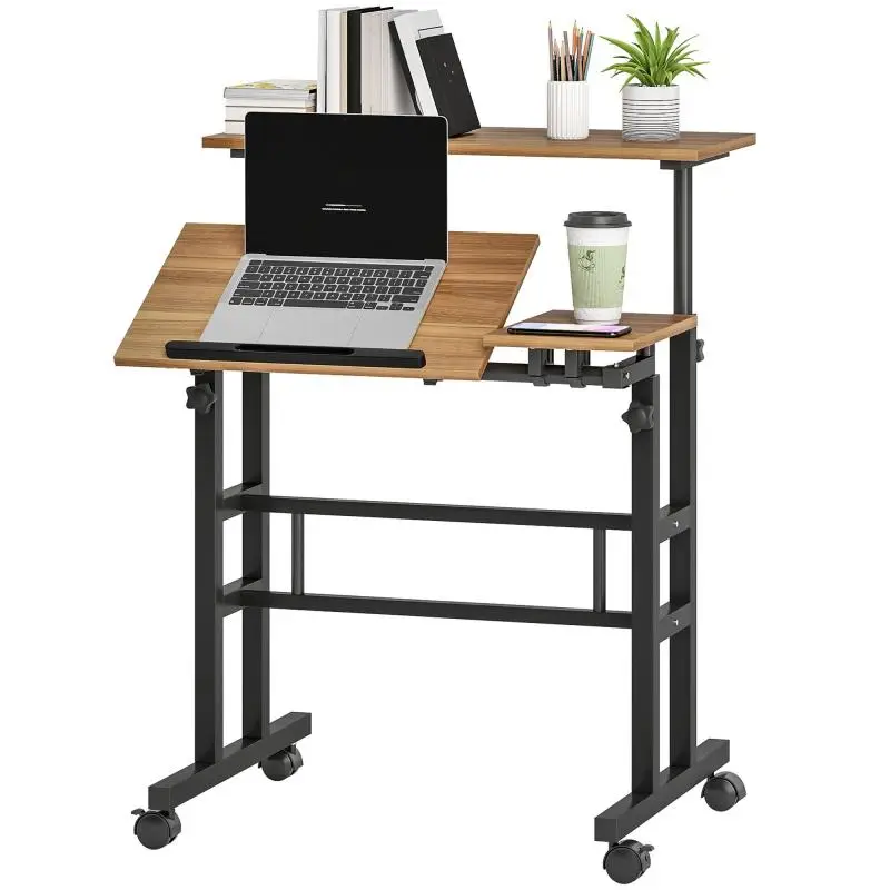 Height-Adjustable Sit-Stand Desk with Wheels