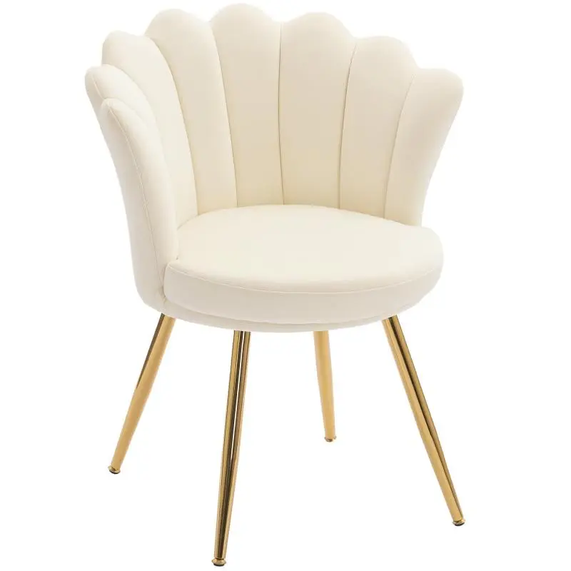 Shell Dressing Chair in Beige Velvet
