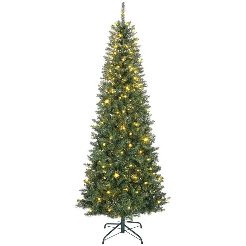 Slim Artificial Christmas Tree, 210 cm with 350 Lights