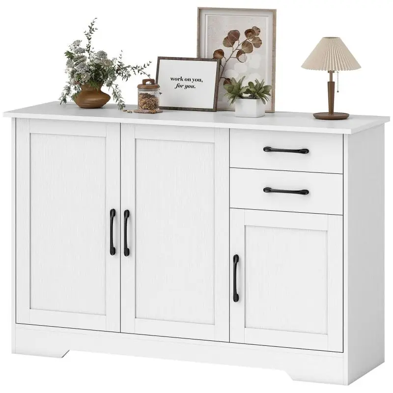 Sideboard with 3 Doors and 2 Drawers, 120 cm, White