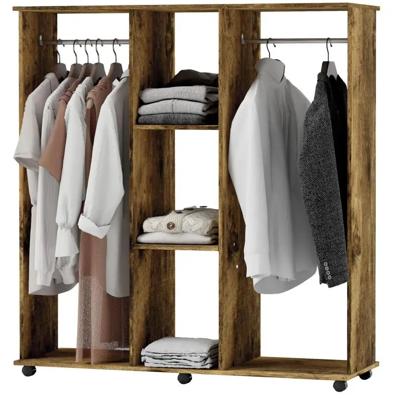 Mobile Open Wardrobe with 6 Castors