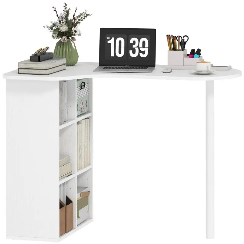 Irregular Computer Desk with 6 Compartments, 100 cm