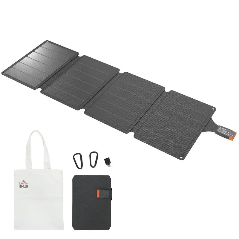 36W Foldable Solar Charger, Portable Solar Panel, Type-C and USB-A Ports, IP67 Waterproof, 89.8 x 27.9 x 1 cm, Gray