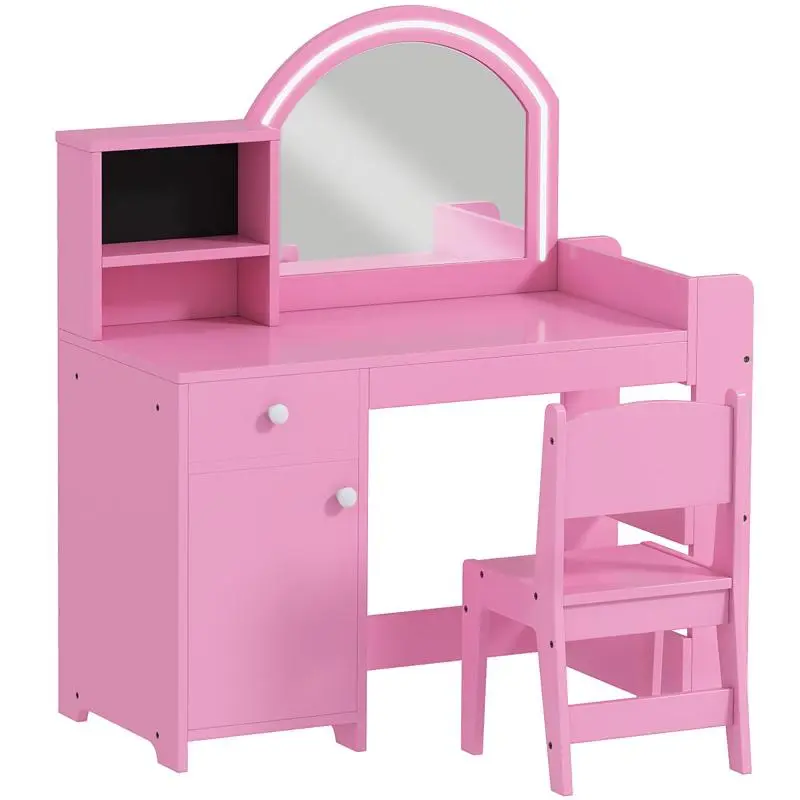Children's Vanity Set with Stool and LED Mirror