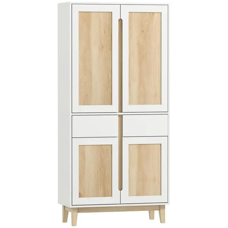 Tall Kitchen Cabinet with 4 Doors and 2 Drawers
