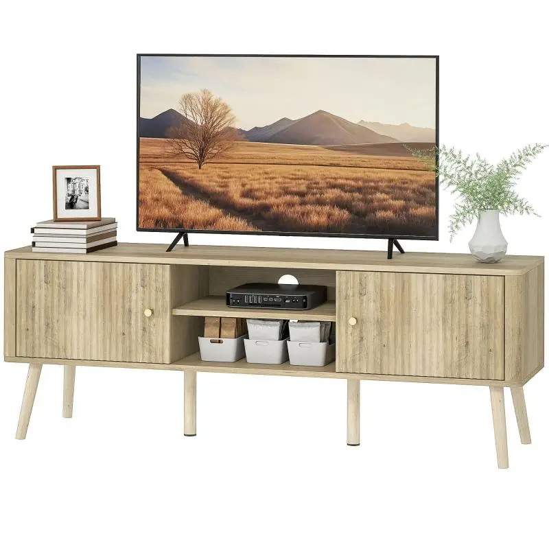 TV Stand with 2 Doors and Adjustable Shelf