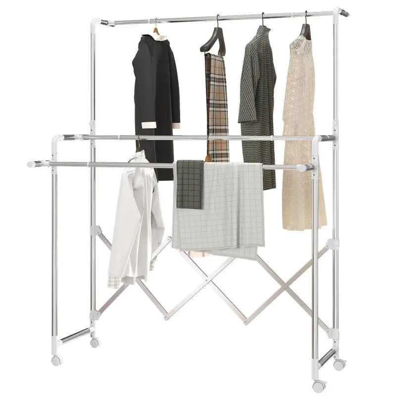 Foldable Clothes Drying Rack with 4 Wheels