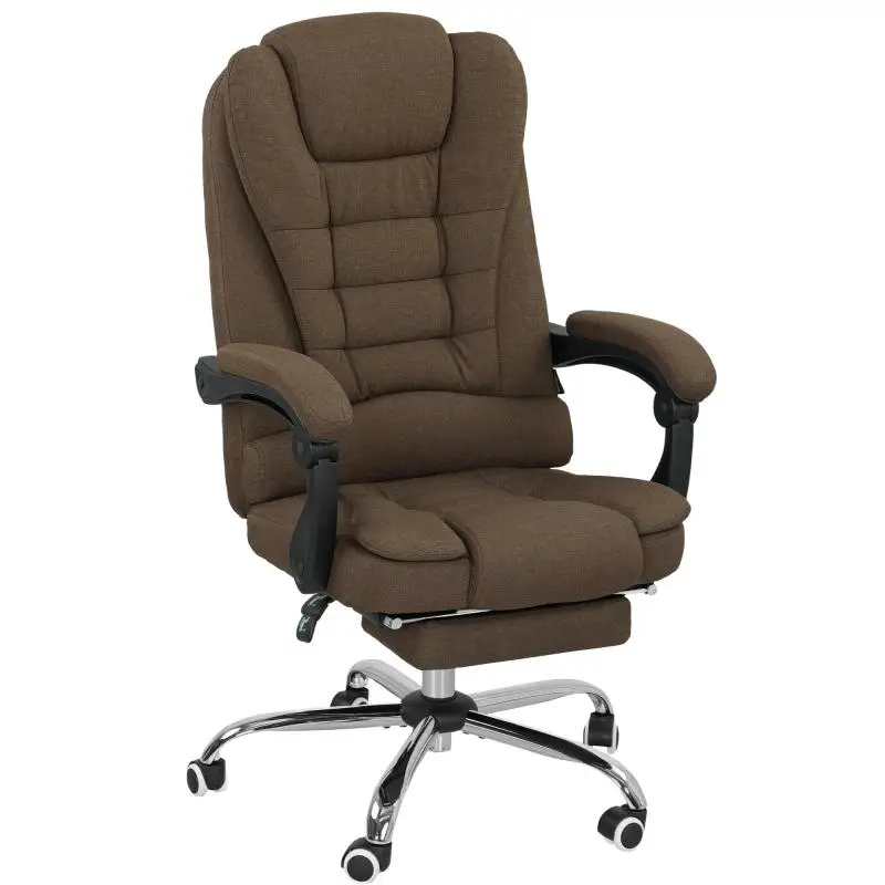 Reclining Office Chair with Footrest, Brown