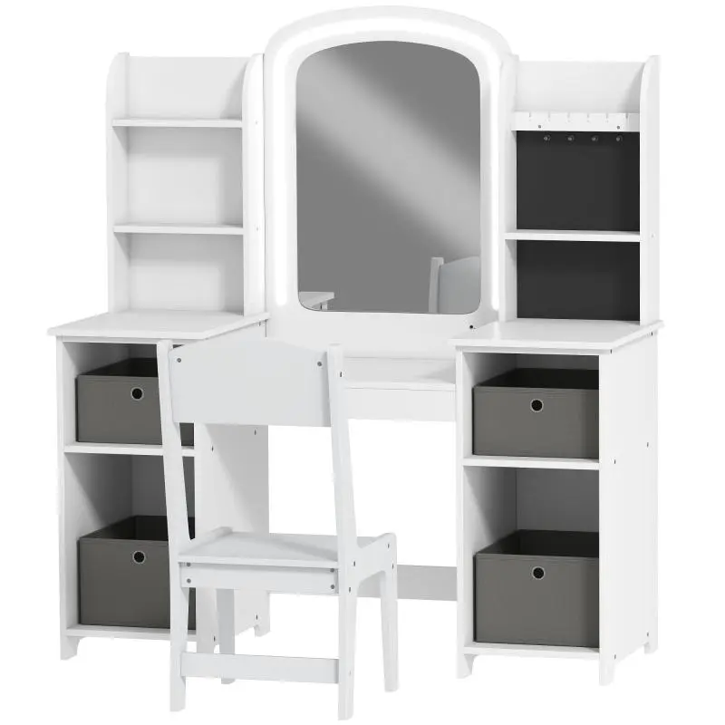 Children's Vanity with Stool and LED Mirror