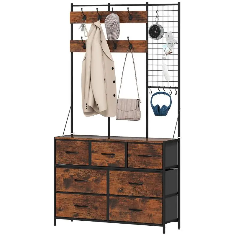 4-in-1 Entryway Unit with 7 Fabric Drawers