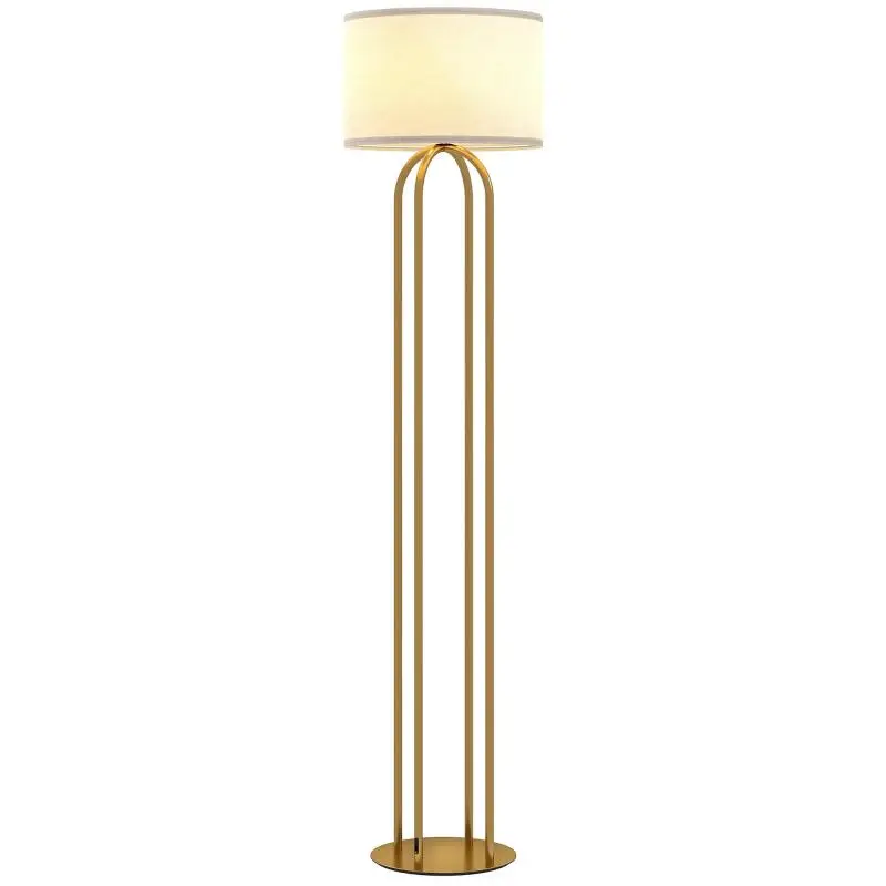Floor Lamp with Linen Shade and Foot Switch