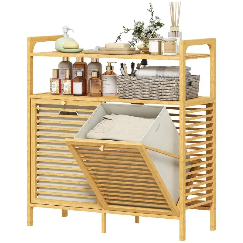 Bamboo Bathroom Unit with 2 Laundry Baskets