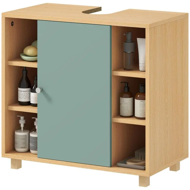 Under-Sink Bathroom Cabinet with 6 Open Shelves, Green