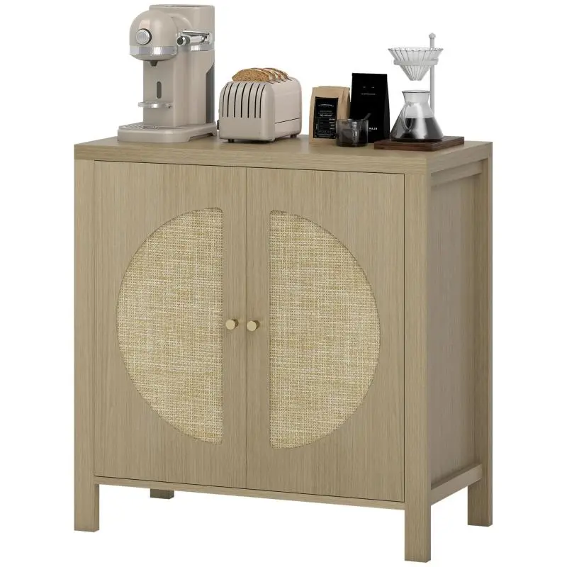 Kitchen Sideboard with 2 Rattan-Effect Doors
