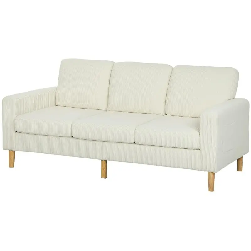 Three-Seater Corduroy Sofa, Beige
