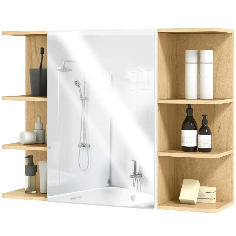 Bathroom Wall Cabinet with Mirror and Open Shelves