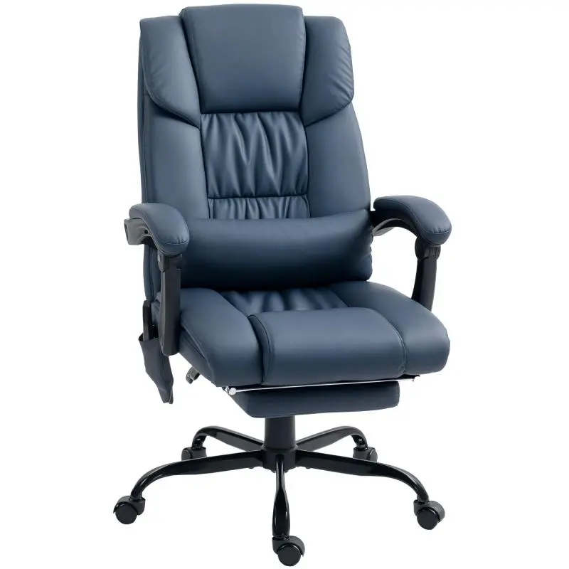 Massage Office Chair with Footrest, Blue