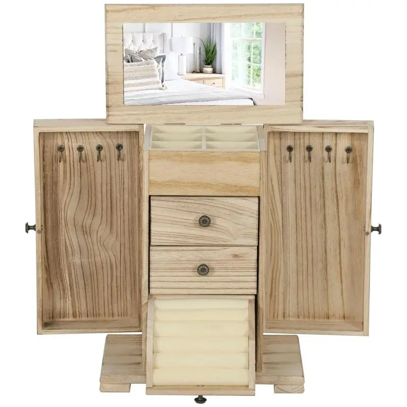 4-Tier Jewellery Box with Mirror and 2 Drawers