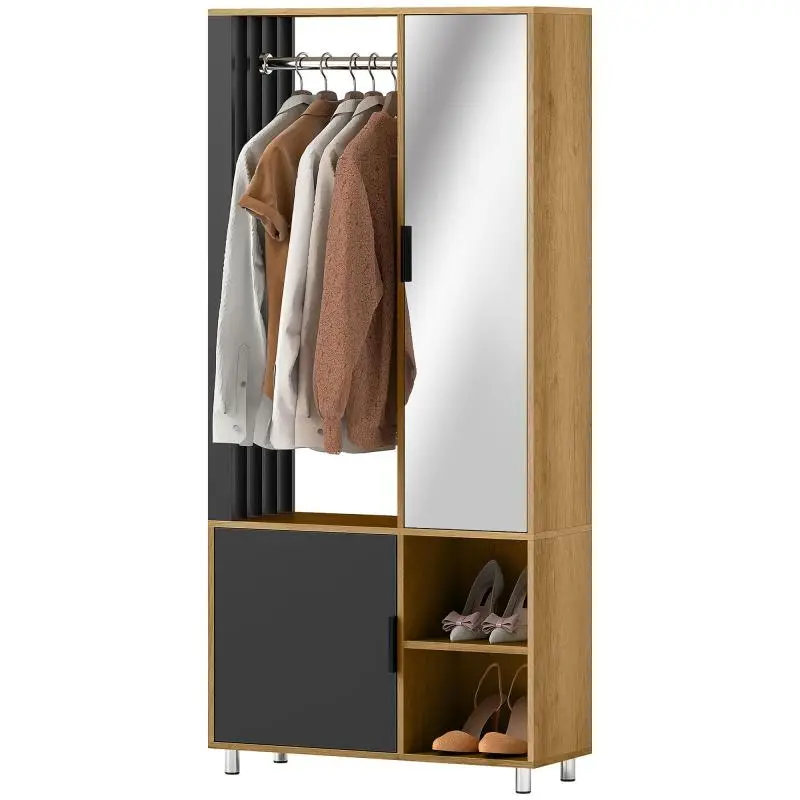 Bedroom Wardrobe with Mirror, 80 × 30 × 170 cm