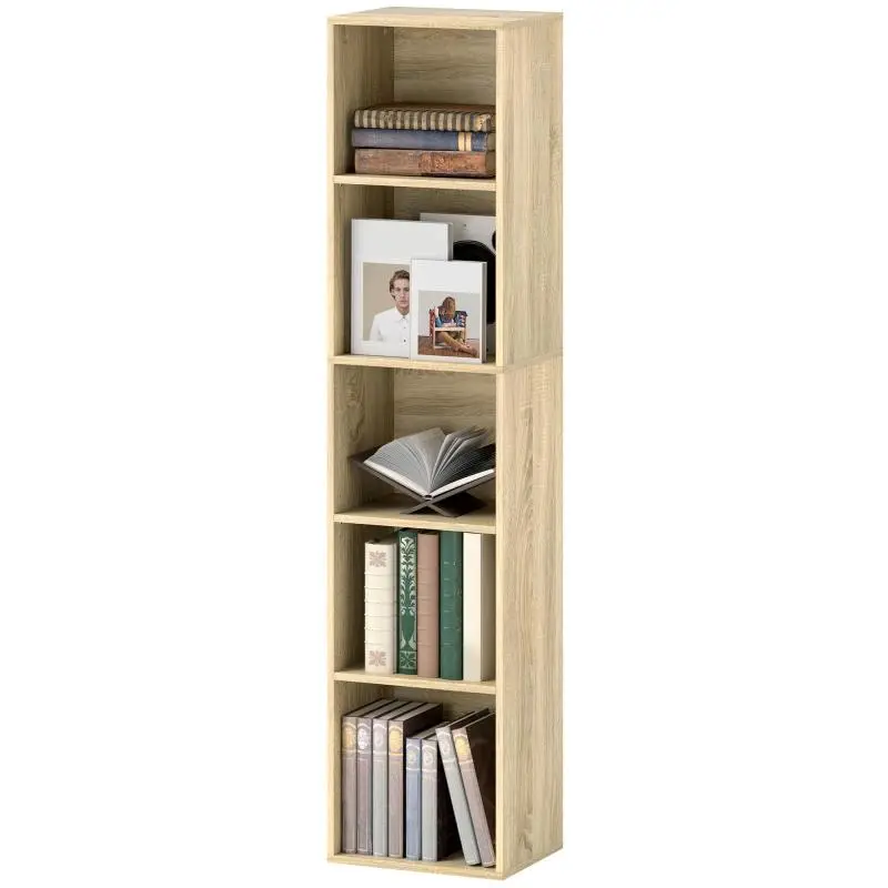 5-Tier Bookcase with Adjustable Shelves, 30 × 24 × 133.5 cm