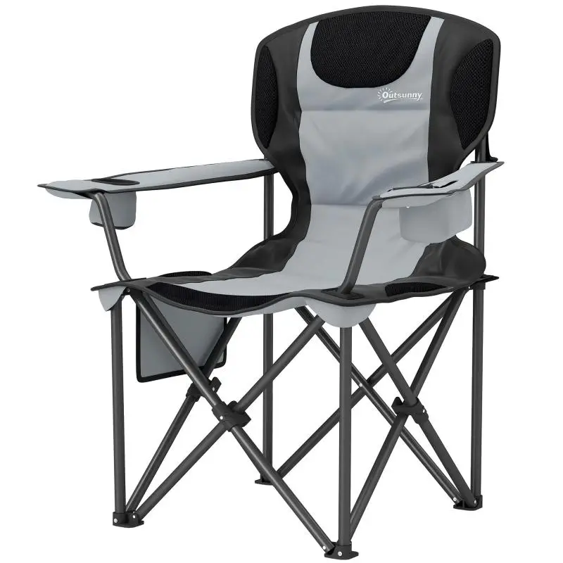 Folding Camping Chair with Cup Holder and Cooler Bag