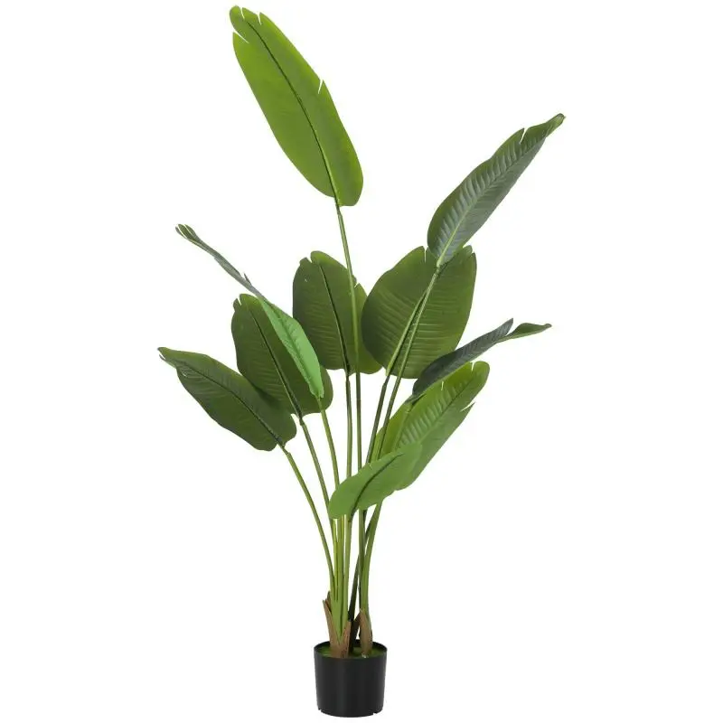 Artificial indoor plant 160 cm, artificial tree with plastic pot and flocked soil, green