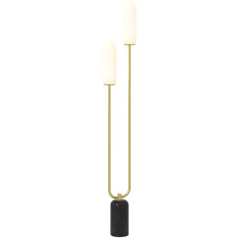 Floor Lamp with Two Glass Shades and Marble Base