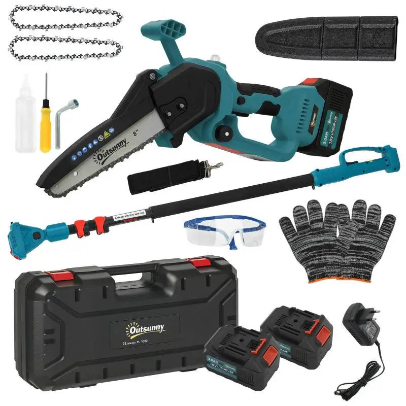 Cordless Mini Chainsaw with Telescopic Pole, 580 W