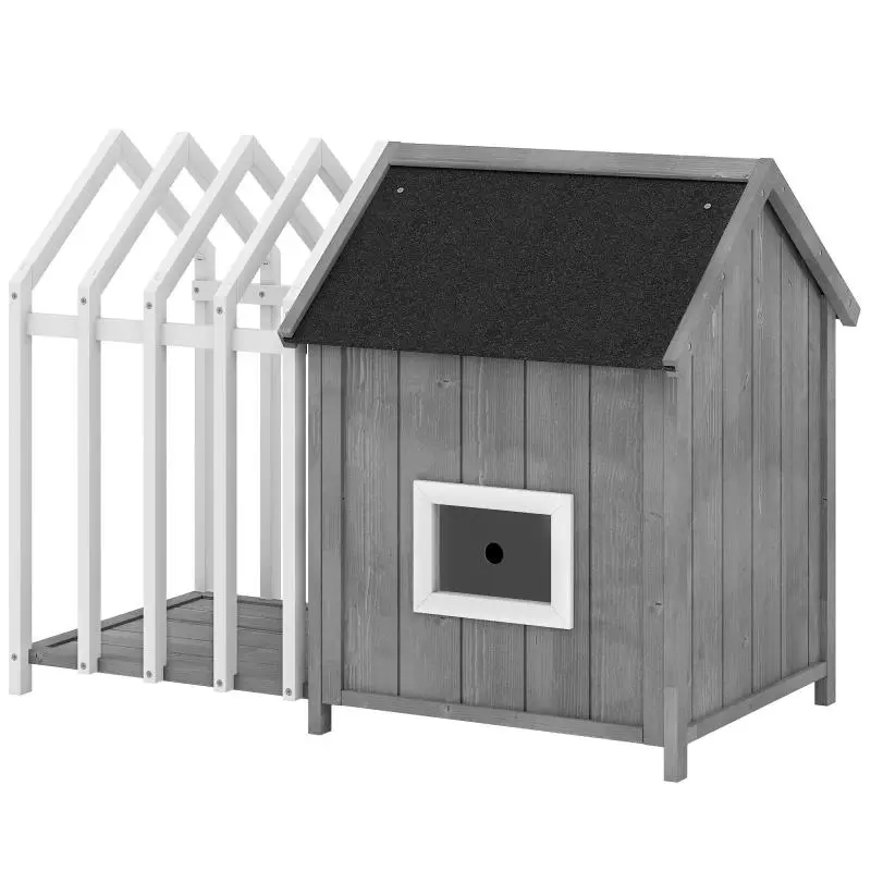 Outdoor Wooden Dog House with Porch, 106 cm