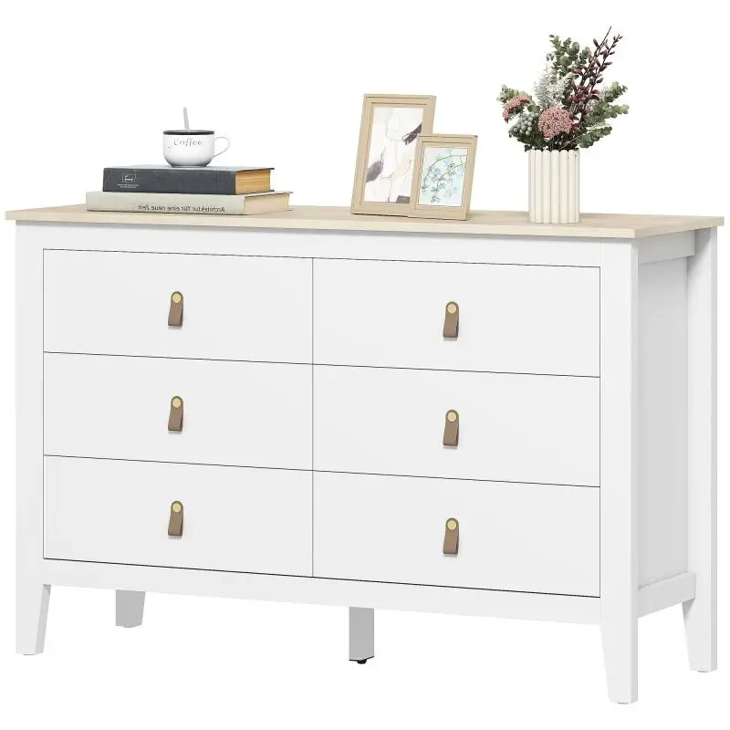 6-Drawer Chest of Drawers, 120 cm, White