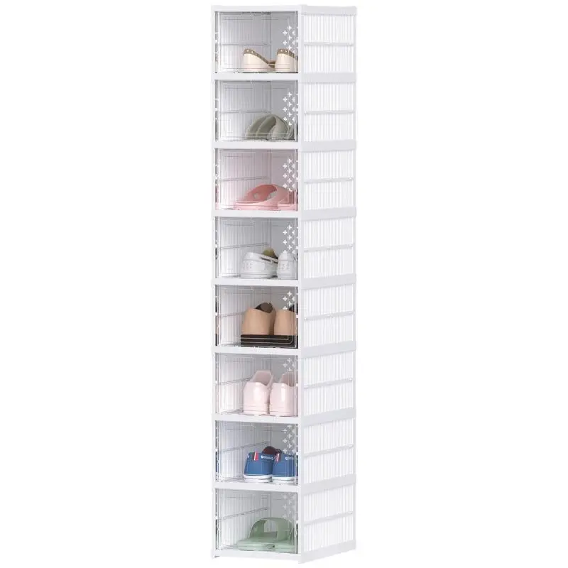 Set of 8 Stackable Shoe Boxes, White