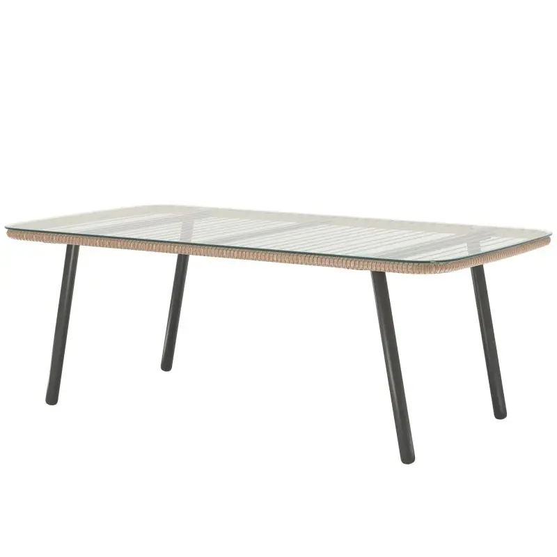 Garden Coffee Table with Tempered Glass Top, 110 cm