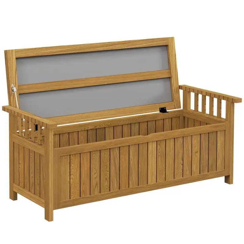 2-Seater Wooden Garden Bench with Storage, Brown