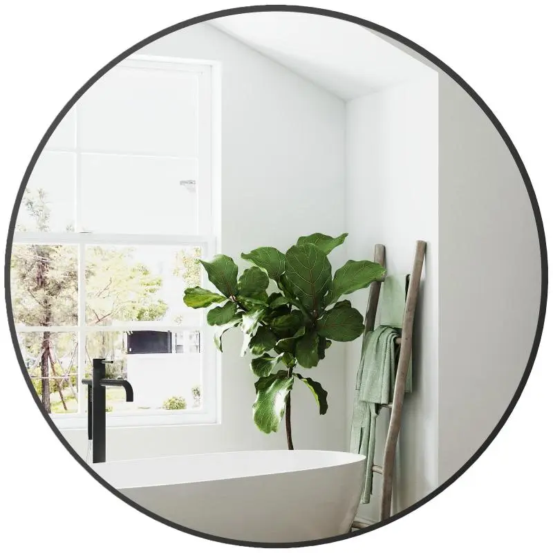Round Bathroom Mirror, 70 cm, Black