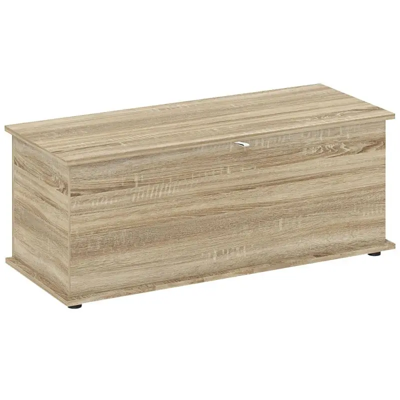 Storage chest, storage bench with hinged lid and safety hinges, 100 x 40 x 40 cm, natural