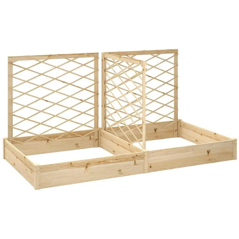 Wooden Planter with 3 Trellises, 222 cm