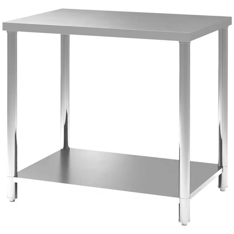 Stainless Steel Work Table with Lower Shelf, 90 cm